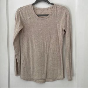 Lululemon Beige Heathered Long Sleeve Scoop Neck.